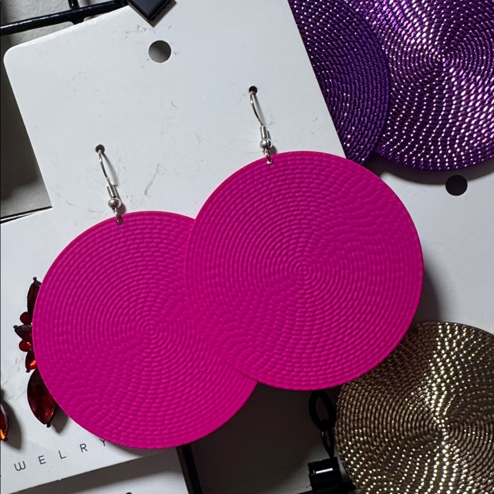 Matte Pink Disc Earrings